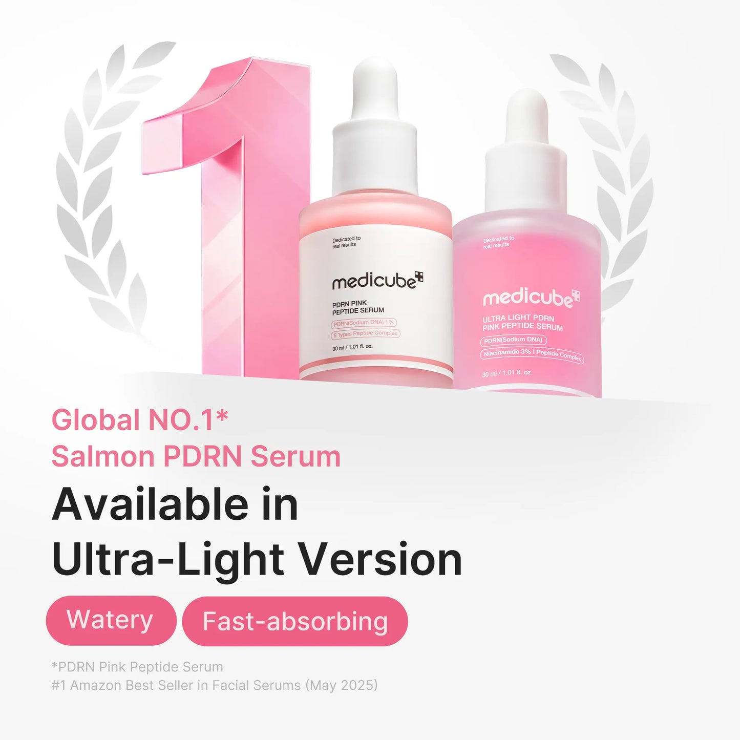 [NEW] [Medicube] Ultra Light PDRN Pink Peptide Serum | Lightweight Hydrating Serum with Salmon PDRN & Hyaluronic Acid | Fast-Absorbing Glow Care for Skin Clarity | K-Beauty, Korean Skincare (30Ml / 1.01 Fl. Oz.)
